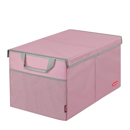 Rubbermaid Car Organizer, Collapsible Trunk Organizer, Multi-Compartment Car Storage Organization for Car Accessories, 2 Compartments With Cover, 21.65"*14.17"*12.2" - Pink - color: Pink, size: M