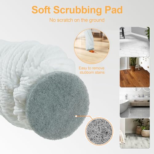 Self Wringing Mop for Floor Cleaning with 2 Reusable Heads, Easy Wringing Twist Mop with 55 Inches Long Handle and Top Scouring Pad, Wet and Dry Mops