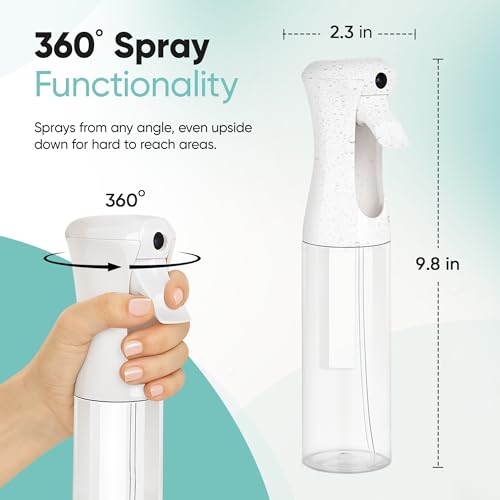 Aquableu Spray Bottle for Hair – Continuous Mist Spray Bottle for Hair Care, Styling, Cleaning, Plants, Pets & Essential Oils (White, 6.76oz/200ml) - color: White