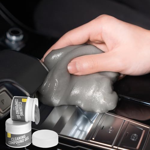 CLICK CLEAN 2Pcs Cleaning Gel for Car, 7oz Car Detailing Tools, Cleaning Putty Gel, Car Interior Cleaner Universal Dust Cleaner for Keyboard, Laptop, Air Vents (Coconut) - color: Gray+Gray
