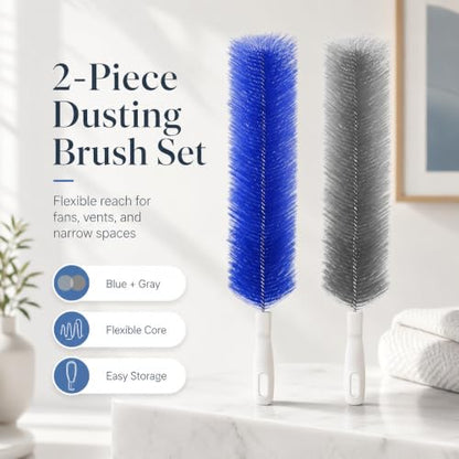 90° Flexible Ceiling & Fan Dust Magnet, Bendable Microfiber Head, Fan Cleaning Brush, Washable Dusters for Cleaning Fans, Blinds, Dryer Vents (2, Mixed Colors) - color: Mixed Colors
