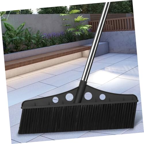 Detachable Outdoor Broom with Handle Heavy Duty Garden Sweeper for Efficient Cleaning of Patios Garages and Courtyards Stainless Steel and Bristle Brush