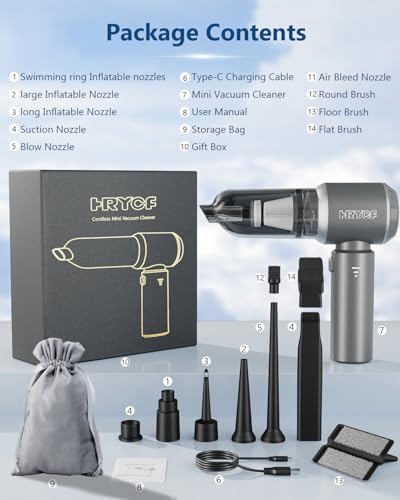Professional Car Vacuum Cleaner, 20000Pa Powerful Handheld Vacuum for Car Interior Cleaning, Portable Cordless Mini Vacuum with Brushless Motor & Crevice Tool for Car