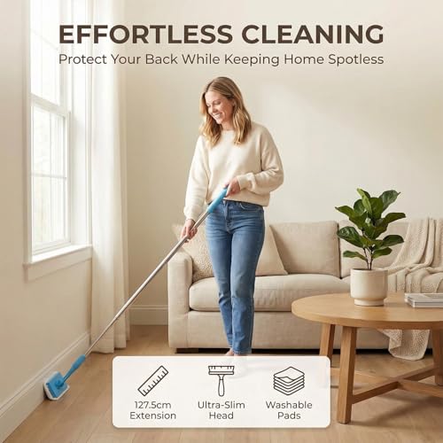Lightweight Home Cleaning Brush Extra-Long Telescopic Adjustable Rod for Flooring Carpet Clean Household Cleaning Mop (1 Mop with 2 Sponge) - color: 1 Mop With 2 Sponge