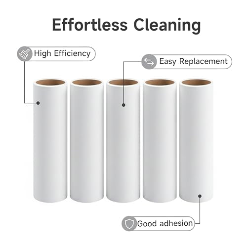 5 Pack 4 Inch Lint Roller Refills, 60 Sheets Per Roll - 300 Total Sheets | Sticky Adhesive Lint & Pet Hair Remover for Clothes, Furniture, Car Seats & Bedding (5, 4 Inch) - size: 4 Inch