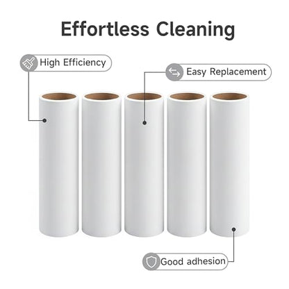 5 Pack 4 Inch Lint Roller Refills, 60 Sheets Per Roll - 300 Total Sheets | Sticky Adhesive Lint & Pet Hair Remover for Clothes, Furniture, Car Seats & Bedding (5, 4 Inch) - size: 4 Inch