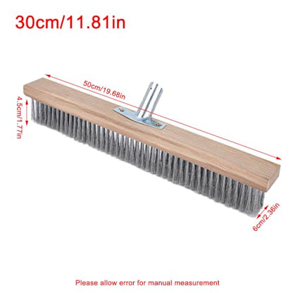 Stainless Steel Wire Scrub Brush for Deck, Concrete, Patio Floor Cleaning, Heavy Duty Bristle Scrubber Broom for Moss Removal(50cm/19.68in) - size: 50cm/19.68in