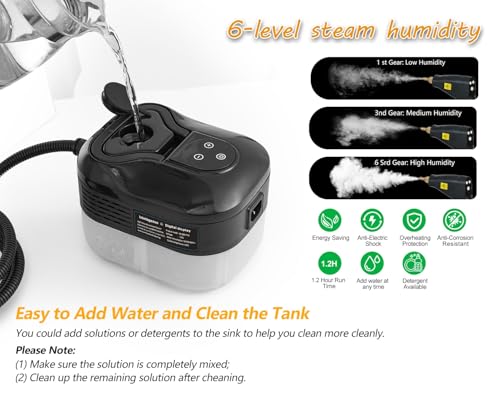 Foandbevi Handheld Steam Cleaner, 2500W High Pressure Multi-Surface Steam Cleaner for Home Use, Car Steamer For Cleaning Auto Detailing Kitchen Floors Tools - color: Black