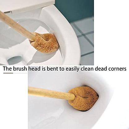 Toilet Brush, Natural Coconut Fibre Brush Head and Rubber Wood Handle, Great for Bathroom