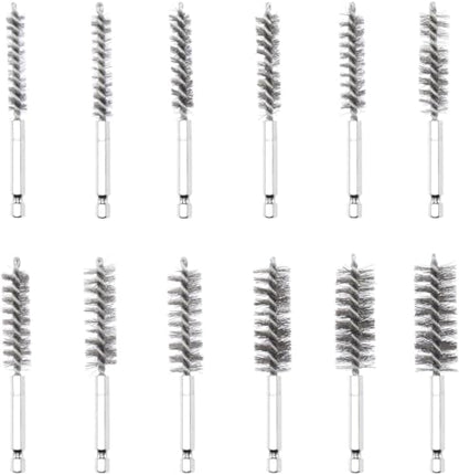 NEIKO 00325A Wire Brush Drill Attachments with 1/4-Inch Hex Shank, SAE and MM Brushes Assortment, Mountable on Power Drill or Die Grinder, 38-Piece Set
