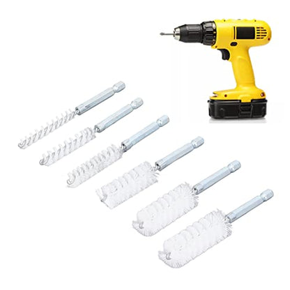 Bore Brush Cleaning Set 6PCS 14 Inch Hex Shank Nylon Brushes for Power Drill, Impact Driver, and General Cleaning - size: Nylon (White)