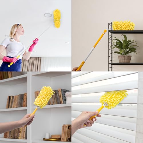 KeFanta Reusable Duster Refill for Swiffer, 360° Heavy Duty Duster Refills 8Pcs with 1 Handle, Washable Microfiber Dusters for Cleaning