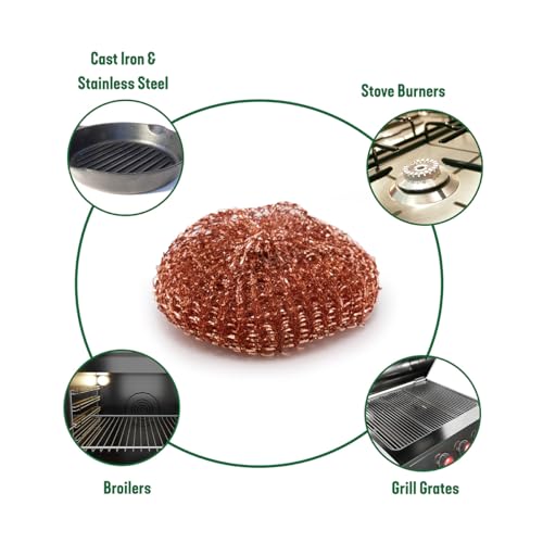 Pine-Sol Heavy-Duty Copper Coated Scrubbers - Premium Scrub Sponges for Cast Iron Pans, Stainless Steel Cookware, Oven Racks, and Grills, 4 Pack - size: 4 Pack, style: Copper