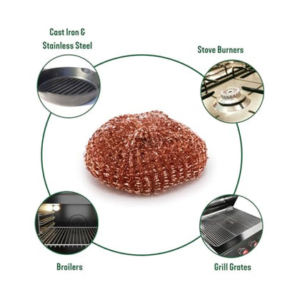 Pine-Sol Heavy-Duty Copper Coated Scrubbers - Premium Scrub Sponges for Cast Iron Pans, Stainless Steel Cookware, Oven Racks, and Grills, 4 Pack - size: 4 Pack, style: Copper