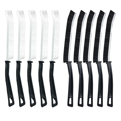 10PCS Crevice Cleaning Brush, Dead Corner Groove Tiles Gap Brush, Hard Bristle Thin Gap Brush Multifunctional Corners Cleaning Tool for Bathroom, Kitchen, Window, Sink, Toilet (5 Black + 5 White) - color: 5 Black + 5 White
