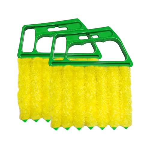 DXNQ 2 PCS Blind Cleaner Duster Tool, Window Venetian Hand-held 7 Finger Dusting Cleaner Brush, Blinds Cleaning Brush Tool for Window Shutters Air Conditioner, Car Accessories (Green) - color: Green, 2pcs