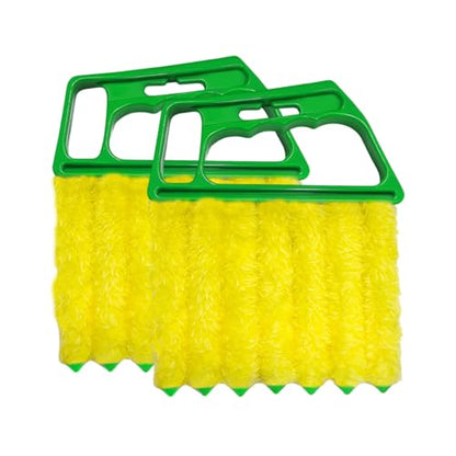 DXNQ 2 PCS Blind Cleaner Duster Tool, Window Venetian Hand-held 7 Finger Dusting Cleaner Brush, Blinds Cleaning Brush Tool for Window Shutters Air Conditioner, Car Accessories (Green) - color: Green, 2pcs