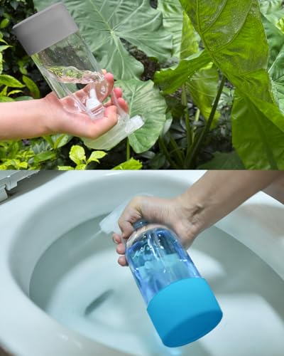2 Pack 360° Glass Spray Bottles with Silicone Sleeve, 16 oz Empty Refillable Containers with Adjustable Spray Nozzles, Spray Bottles for Hair, Cleaning Solutions and Plants Grey&Blue - color: Grey&Blue