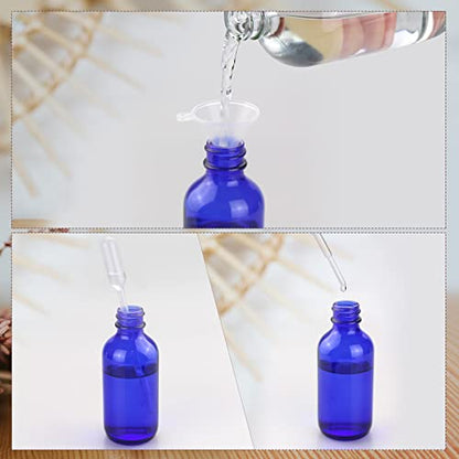 Wedama Mini Glass Spray Bottles 2 oz, Empty with Funnel Dropper, Fine Mist for Hair, Travel, Plants, Cleaning Solutions and Skin Care (4 Pack Blue) - color: Blue, size: 2 Ounce (Pack of 4)