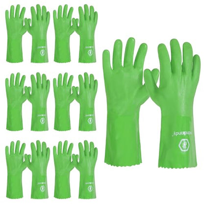HANDLANDY Chemical Gloves, Heavy Duty Cleaning Gloves - color: Green (6 Pair), size: Small