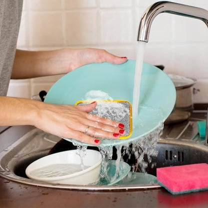 Reusable Washing Up Sponge,Multi-Purpose Absorbent Sponge,Dual-Sided Kitchen and Bathroom Cleaning Products,Bowl Dish Cleaning Pad Scrubber,Kitchen Dishwashing Cleaning Tool 5 Pcs - color: Yellow