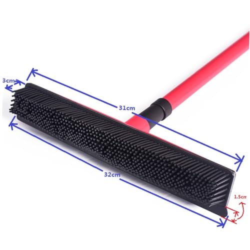 ORFOFE PET Hair Cleaning Broom Long Handle Rubber Floor Scraper for Dog Hair Removal Easy to Clean Dust Mop for Home and Windows