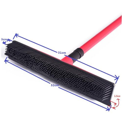 ORFOFE PET Hair Cleaning Broom Long Handle Rubber Floor Scraper for Dog Hair Removal Easy to Clean Dust Mop for Home and Windows