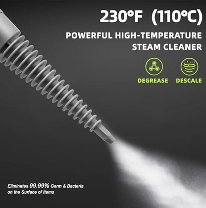Handheld Steam Cleaner, Pressurized Multi-Surface Steam Shot with 13 Accessories, Safety Lock, Steamer for Cleaning Floor, Upholstery, Grout, Windows, Couch and Car (Black) - color: Black