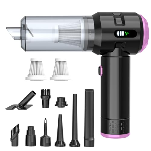 Sycoodeal Handheld Car Vacuum Cleaner, 25000PA Strong Cyclonic Suction Portable Mini Vacuum Cordless with Digital Display Lightweight Handheld for Pet Hair, Car, Home, Office, Kitchen (Purple) - color: Purple