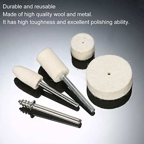 145pcs Felt Polishing Wheel 9.5/13/25mm Wool Felt Polishing Pad Reusable Buffing Wheel Quick Change Grinding with 1/8" Shank Connecting Rod Attachment Set for Rotary Tool