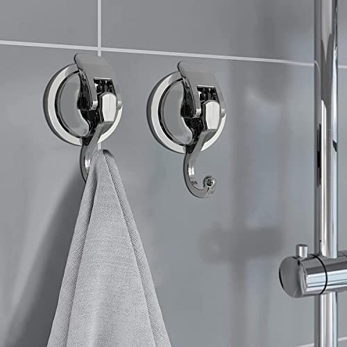 Suction Cup Hooks - Heavy Duty Glass, Reusable, No Hole Punched, for Bathroom Robe & Garland (Silver, 4 Pack) - color: Silver, size: 4 Pack