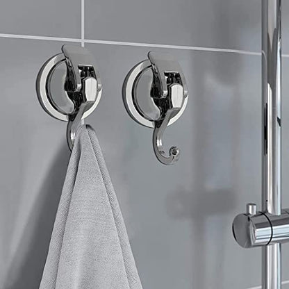 Suction Cup Hooks - Heavy Duty Glass, Reusable, No Hole Punched, for Bathroom Robe & Garland (Silver, 4 Pack) - color: Silver, size: 4 Pack