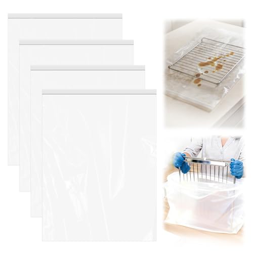 4 Pack Large Oven Grill Cleaning Bags（19.6''X27.5''）, Heavy Duty Oven Rack Cleaner Bags - No Messy Hands Reusable Soak-off Cleaning Kit for Grate & Grill Rack,No Cleaner Included - size: 4 Packs 19.6''X27.5''
