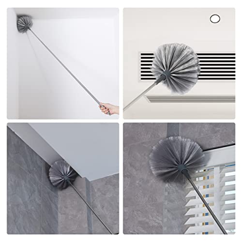 BOOMJOY Microfiber Feather and Cobweb Duster Set, Bendable Head and 100 inches Extension Pole, for High Ceiling, Fan, Blinds, Furniture