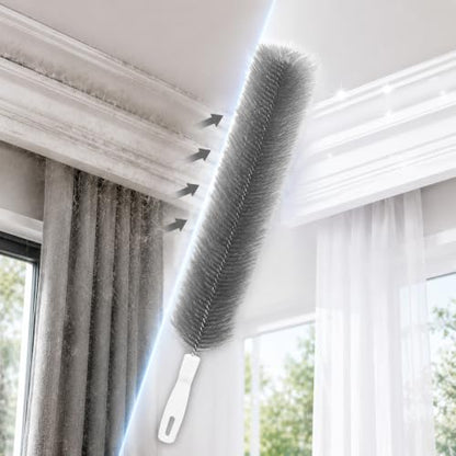 Fan Cleaning Brush, Bendable Microfiber Head Reusable Dust Remover, 2026 Upgrade Fan Cleaner Tool for Electric Fans, Air Conditioner, Home & Car Vents, Curtains Cleaning (1, Grey) - color: Gray