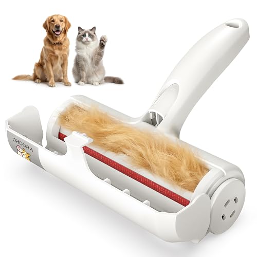 ORDORA Pet Hair Removal Tool: Reusable Lint Roller for Pet Hair - Portable Pet Hair Remover - Dog and Cat Hair Remover for Couch, Bedding, Car, Rugs & Furniture, Eco-Friendly, for Multi-Pet Homes - color: A:white