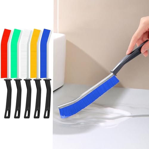 5 PCS Cleaning Gap Brush Set Narrow Crevice Scrub Brush with Stiff Bristles Handle Detail Cleaning Brushes for Home,Multicolour - color: White,yellow,red,green,blue