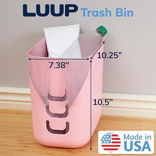 STORi Luup Bathroom Wastebasket, Secure Grocery Bags, Plastic Garbage Container for Vanity, Laundry Room, Kitchen, Office, 2.5 Gallon, Pink, Made in USA - color: Pink