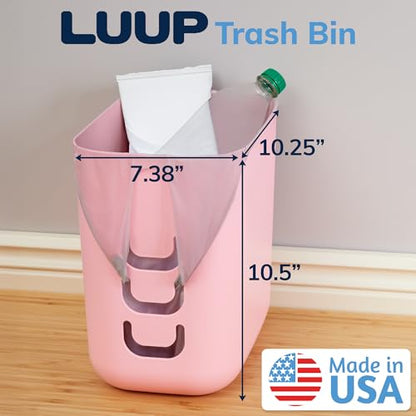 STORi Luup Bathroom Wastebasket, Secure Grocery Bags, Plastic Garbage Container for Vanity, Laundry Room, Kitchen, Office, 2.5 Gallon, Pink, Made in USA - color: Pink
