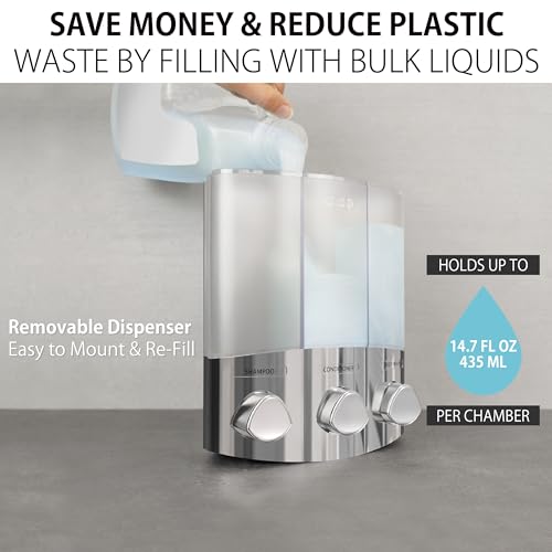 Better Living Products 76344-1 Euro Series TRIO 3-Chamber Soap and Shower Dispenser, Chrome - size: 3-Chamber