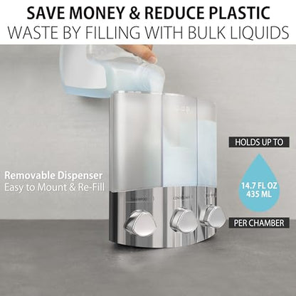 Better Living Products 76344-1 Euro Series TRIO 3-Chamber Soap and Shower Dispenser, Chrome - size: 3-Chamber