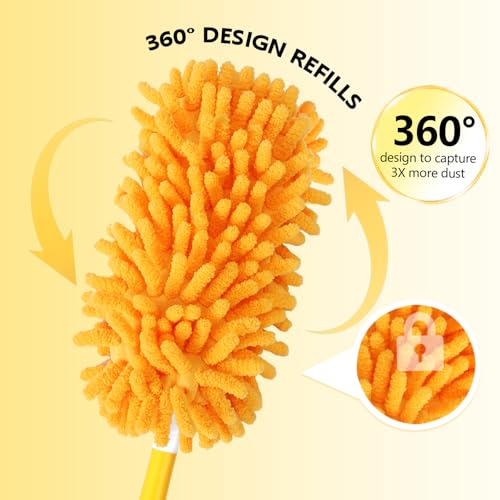 Reusable Duster Refill Compatible with Swiffer Duster Kit - Pet Heavy Duty Duster Refills Fit for Swiffer Extended Handle Duster - Microfiber 360 Duster Refills for Dusting Cleaning, 6 Pack - color: 6 Pack(orange)