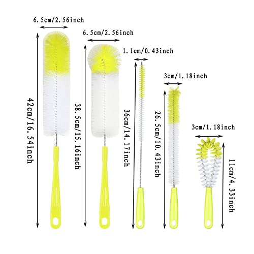 5 Pack Bottle Brush,16 Inch Long Handle Bottle Brushes for Cleaning,Straw Brush,Flexible Bottle Cleaner Brush Set for Washing Narrow Neck Beer Glasswares,Sports Bottle,Wine Decanter,Baby Bottle - color: Green
