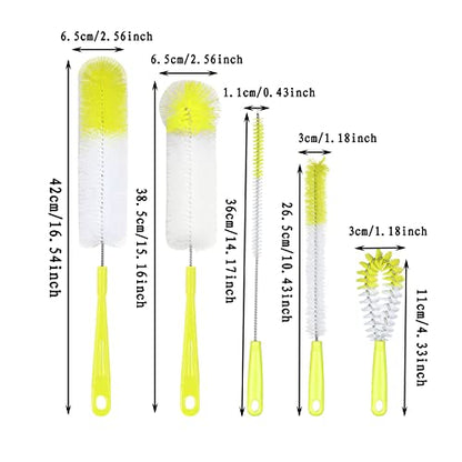 5 Pack Bottle Brush,16 Inch Long Handle Bottle Brushes for Cleaning,Straw Brush,Flexible Bottle Cleaner Brush Set for Washing Narrow Neck Beer Glasswares,Sports Bottle,Wine Decanter,Baby Bottle - color: Green
