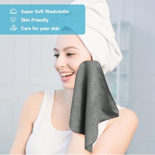 Orighty Washcloths Bulk, 200 Pack Highly Absorbent & Soft Feel Microfiber Face Towels, Multi-Purpose Wash Cloths & Hand Towels for Bathroom, Hotel, Spa, and Gym, 12x12 Inch, Grey - color: Grey