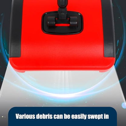 Carpet Sweeper Manual 3 Rolling Brushes Floor Sweeper with Wheels and Large Waste Bin, 43inch Detachable Carpet Cleaner for Pet Hair Dust Debris, Sweepers