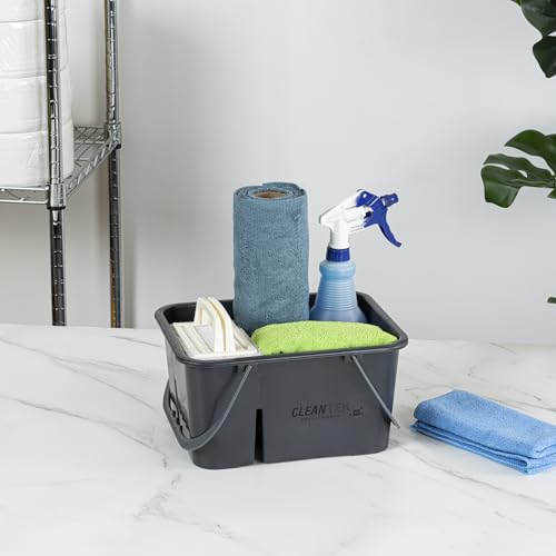 Restaurantware-Clean Tek Professional Cleaning Caddy, 1 Cleaning Supply Caddy With Handle - 4 Compartment, Multipurpose, Gray Plastic, All-Purpose, For Bathroom, Bedroom, Kitchen, Or Garden