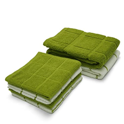 100% Cotton Terry Dish Cloth & Dish Towel, 6 Pack, Super Soft and Absorbent Kitchen Towels, Perfect for Kitchen Cleaning and Dish Washing (Green (DT and DC Combo)) - color: Green (Dt and DC Combo)