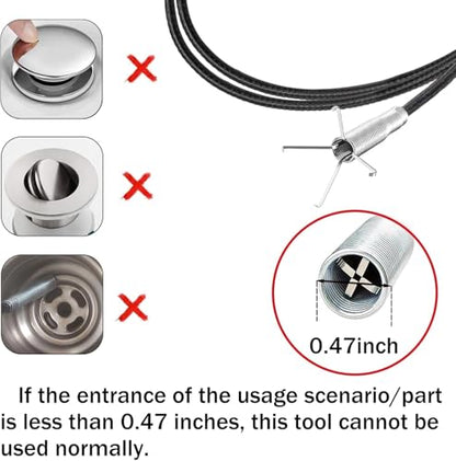 116" Drain Snake, 4-Claw Flexible Grabber Claw for Sink/Shower/Bathtub, Narrow Space Drain Hair Removal Tool