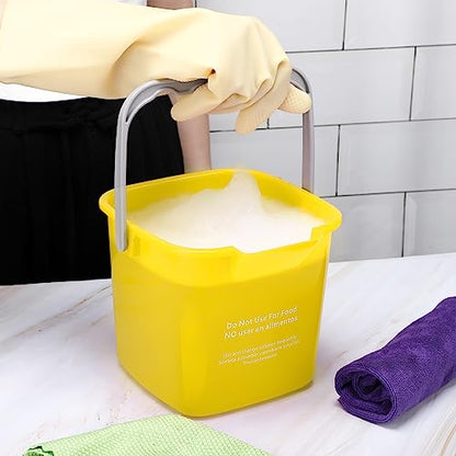 Roshtia 6 Pcs 3 Quart Cleaning Bucket Small Sanitizing Square Bucket Detergent Pail for Home Commercial Restaurant Kitchen Office School (Yellow) - color: Yellow